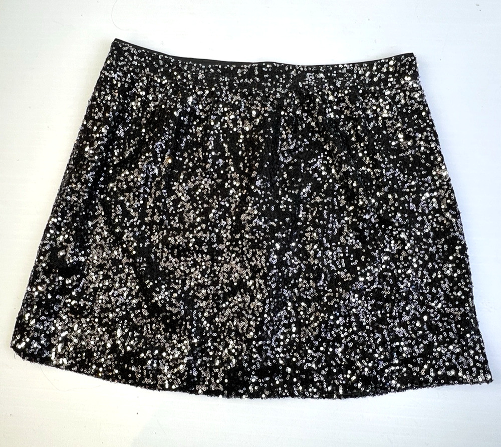 Seductions Sequin Skirt Women Large Black Dazzle Party Sabrina Night Out Sparkle